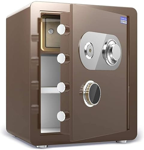 JBKNAN Tresor Safe Safe feuerfestes und wasserdichtes Zahlenschloss, Hochsicherheitsstahlschloss mechanisches Schloss ganz aus Stahl große Kapazität 45 cm Diebstahlschutz (Farbe : Brown)