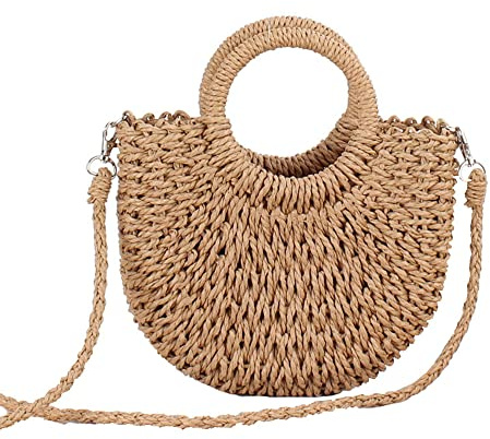 Hixingo Strohtaschen Damen Groß Kapazität Strandtasche Stroh Totes Taschen, Mode Sommer Boho Strand Gewebte Tasche Frauen Schultertaschen, Strohsack für Reisen und Urlaub