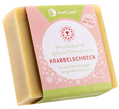 AniCanis Krabbelschreck Fellseife für Hunde - Fell & Hautpflege - 85g | Pflege-Seife mit Bio Kokosöl, Bio Arnika-Öl & EM-A, vom Tierheilpraktiker, für Haut & Fell