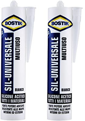 Set 2 pezzi Silicone Universale Bianco acetico antimuffa SIL-UNIVERSALE 2x280ml BOSTIK