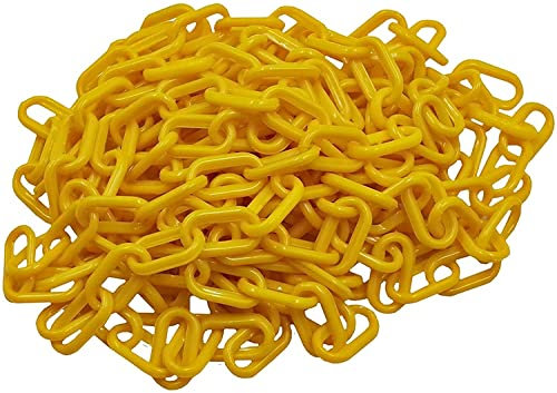 Parkschranken für Garagen oder Parkpfosten Gelbe Warnkette, Absperrkette mit 2 Stück S-Haken, Warnkette zum Parken, Baustellen (Color : 8mm, Size : 25m)