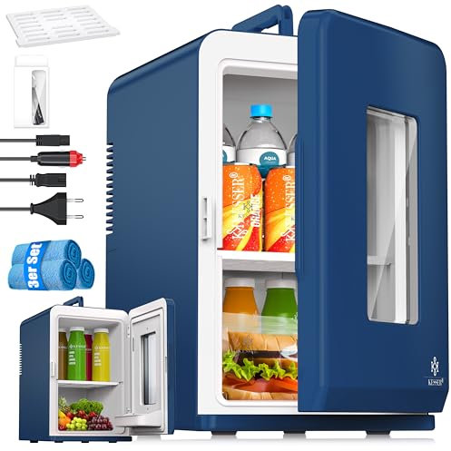 KESSER® Mini Nevera 2 en 1 de 15 l, función de refrigeración y calefacción, Toma de Corriente AC portátil de 220-240V/12V y Encendedor, Caja para Mantener la Temperatura, minicaja térmica