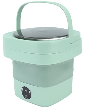 TOPINCN Faltbare Mini Waschmaschine, 6,5L, Vollautomatisch, Tragbar, ABS Material, 100-240V, für Schlafsaal, Reisen, Camping, Grün