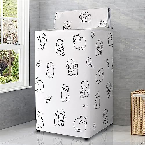 Odot Funda Lavadora de Carga Superior Funda, Lavadora Exterior Impermeable Protectora con Cremallera para Lavadora Cubierta y Secadora de Carga Superior (Estilo Tipo 7,L)