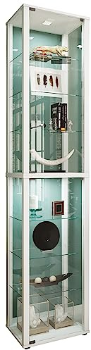 VCM Glasvitrine stehend, Vitrine Glas mit ESG-Sicherheitsglas, Maße ca. H. 227 x B. 50 x T. 38 cm, Standvitrine Glas, Modern und platzsparend, Glas Vitrinenschrank – Kavisa XL