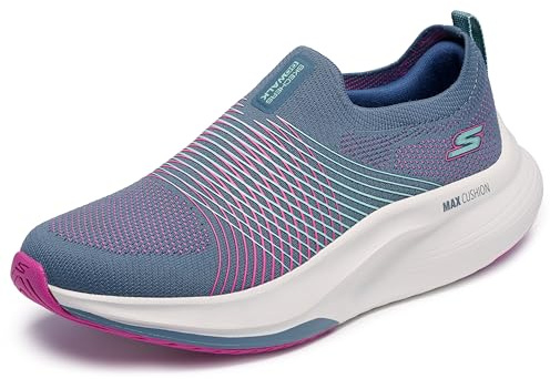 Skechers Baskets Go Walk Max Walker Sally pour Femme, Gris Anthracite/Violet, 35 EU
