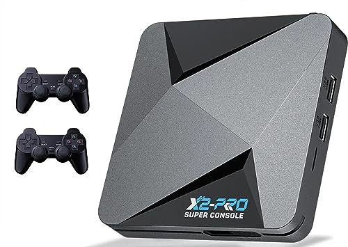 KINMRIS Retro Video Game Console 128G Super Console X2 Pro with 60,000 Video Games 60+ Game Emulators with Two Gamepad Children's Game Box