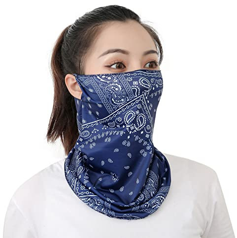 DUHGBNE Damen Herren Schal Maske Bandana mit Ohrschlaufen Sonnenschutz im Freien Gesichtsmaske Osterhase Für Männer (Navy, One Size)