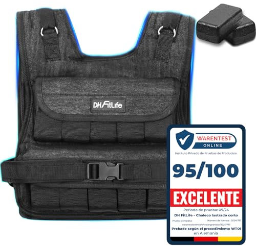 DH FitLife Verstellbare Gewichtsweste 20kg Kompakt u. Stabil zum Muskelaufbau u. Krafttraining | Weighted Vest | Laufweste Damen Herren | Fitnessweste Trainingsweste