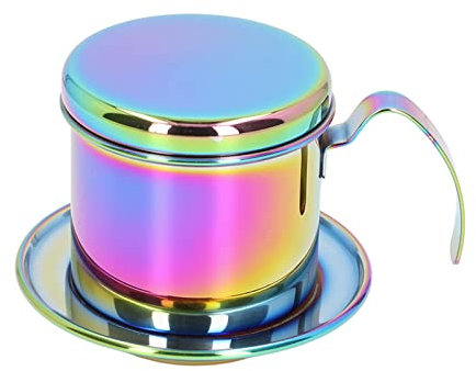 ANKROYU Kaffee-Tropftopf, Bunter Handgefertigter Kaffeefilter aus Edelstahl, Tragbarer Kaffee-Perkolator, Kaffeekanne, Geeignet Für Den Einsatz in Der Küche zu Hause Und Im Café