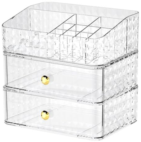 Habrur Schmink Organizer Kosmetik Organizer 3-stufiger Make-up-Organizer, Kosmetik-Vitrine Mit Schubladen, Kosmetik-Organizer, Make-up-Aufbewahrungsbox Make Up Organizer (Color : Transparent)