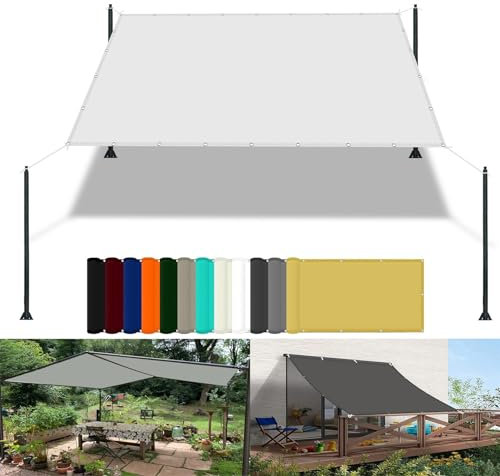Sonnensegel Wasserdicht 1.9 x 4 m Wasserdicht Balkon Sichtschutz Reißfest UV-Schutz nach Mass Polyestergewebe Mit Seil Beschattungsnetz Hof Dach Teich Hühnerstall, Weiß