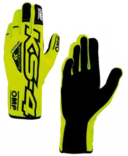 Ompracing Guantes Omp Kart KS-4, Amarillo/Negro, Talla 6, Niños