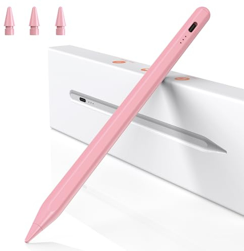 BAZO Stift für iPad 2018-2026 2X Schnellladung, Palm Rejection,Neigung | Apple Pencil für iPad 6–11/A16, Mini 5–7, 11'' 12,9 13'' Pro/Air M1-M5 / 1-6th mit Magnetischer Haftung-Rosa