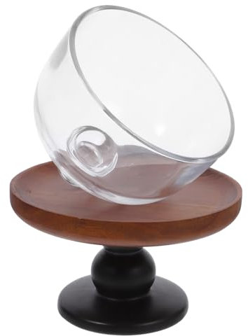 PRETYZOOM Tall Cake Tray Wood Design Glass Cover for Cake Display Stand for Dessert Table and Party Occasions