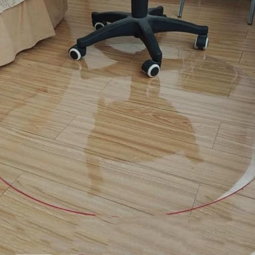 Bodenschutzmatte Runde Bürostuhl,Unterlegmatte Transparent Bürostuhlunterlage Klar Schreibtischstuhl rutschfest Schutzmatte PVC Bodenmatte Matte für Fußbodenschutz (3mm,75cm)
