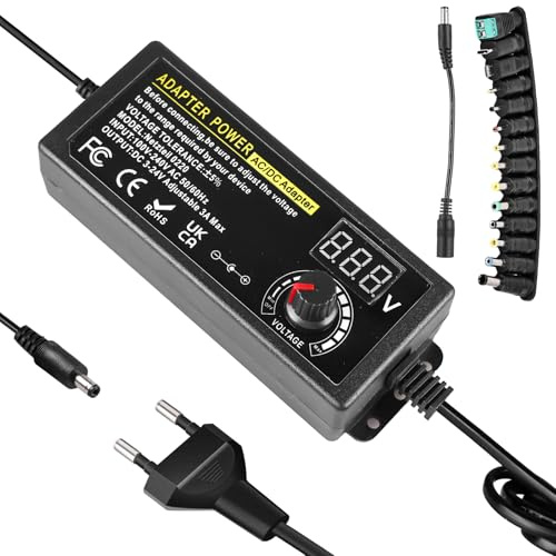 3V-24V Einstellbares Netzteil 3A 72W Universal Netzteiladapter, Verstellbarer Netzadapter 100V-240V AC to DC mit LED Spannungsanzeige & 5,5x2,5mm 14 Tipps für Haushaltselektronik, DC Motor 3000mA Max