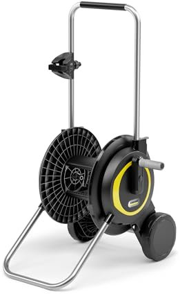 Kärcher Carrello avvolgitubo HT 3, compatto e mobile con base extra larga, manico regolabile in altezza, con supporto per siringhe, nero