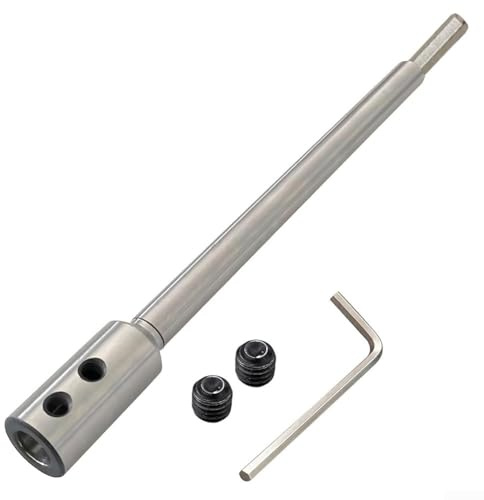 Eawfgtuw 10 Inch Alloy Steel Drill Extension for 3/8 Round or Hex Shafts, Extra Long Drilling Depth Enhancer with 8 Extension Capability, Versatile Tool for Woodturners