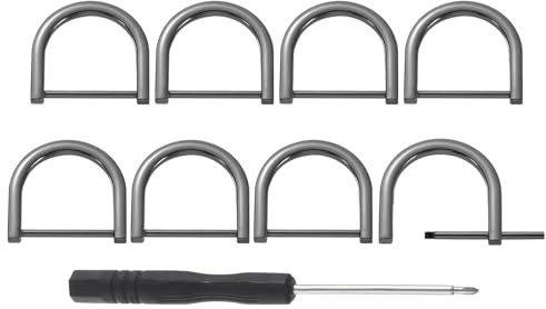 sourcing map D-Rings Screw in Shackle, 8Pcs 1.1 Inch Zinc Alloy Horseshoe U Shape D Ring Buckles for Purse DIY Leather Craft Keychain, Metallic Black