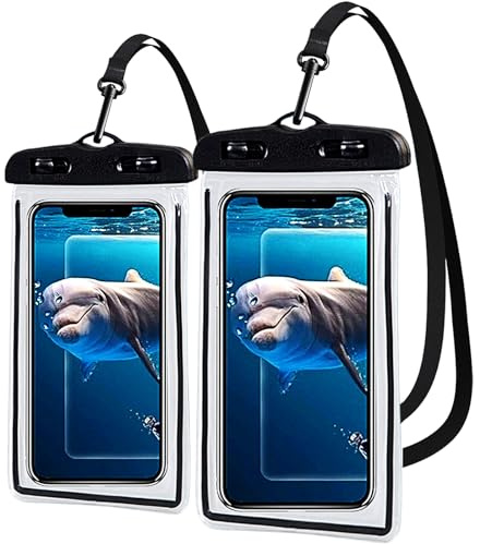 SSKHE Set di 2 cinghie migliorate per smartphone, IPX8 TPU protege telefono acqua, custodia impermeabile per iPhone 16 15 14, adatto per stile di telefono universale