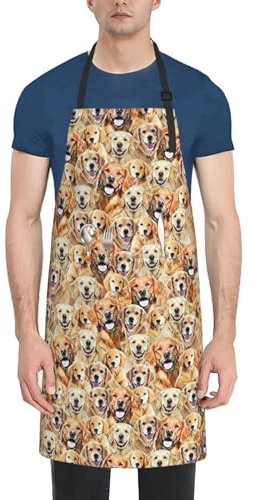VPPUR Labrador Retriever Arbeitsschürze mit Hundeaufdruck, wasserdicht, für Erwachsene, stilvoll, funktional, Malschürze, Schwarz, Einheitsgröße, Schwarz, EinheitsgröÃŸe