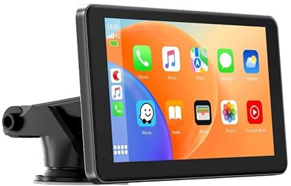 Carplay Display 7 Zoll Navigationsgeräte für Auto mit Rückfahrkamera, Android Auto Display IPS Touch Screeen mit Siri/Google GPS Navigation, 7 Apple Carplay Unterstützt Airplay/Mirror Link, FM, AUX