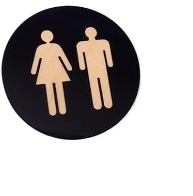 Ayztantine Panneau de Toilette Panneau de Porte de Toilette Rond Miroir 3D, 5mm, Salle de Bains, WC, Base en Bois Moderne, Autocollant Mural, décoration de Maison(Black,6 in (15cm))