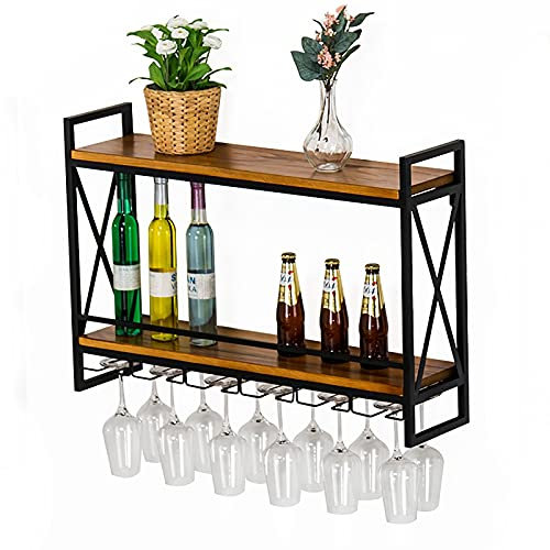 GLMGBP Estante de Techo para Colgar en la Pared, Estilo Loft Industrial, de Hierro Forjado, para vinoteca, Creativo, para Colgar en la Pared, para Copas de Vino, C-80 x 20 x 53 cm