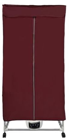 JJsdwin Armario secador de aire caliente, secadora de ropa de 220 V con cubierta exterior y ruedas, 1200 – 1500 W, secadora plegable, armario de tela para casas, apartamentos, bajo ruido, 70 x 50 x