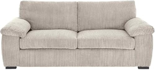 Bliss Furniture Amalfi Jumbo Cord 3 Seater Sofa for Family Living Rooms – Soft Corduroy, Birch Frame, Removable Washable Covers – High Back Three Seater Couch (Cream, 3 Seater)