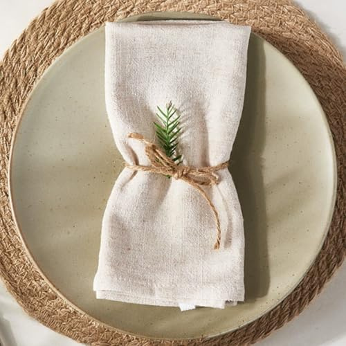 Servilletas de tela beige, 6 unidades, 40 x 40 cm, servilletas de lino para boda, cumpleaños, Navidad, decoración de mesa