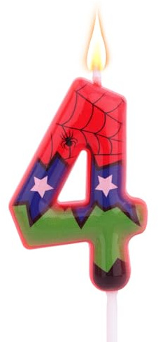 SAVITA Vela Número Cumpleaños con Forma de Araña, Genial Vela con Forma de Araña Decoración Creativa para Pasteles para Niños y Niñas Artículos Pasteles Celebración Cumpleaños (Número 4)