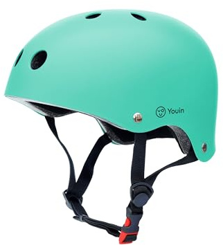 Youin Casco per bambini regolabile color menta per bicicletta e monopattino, leggero e confortevole, ventilato, fodera rimovibile, sistema di regolazione precisa, omologato EN1078, taglia S 48-53 cm e