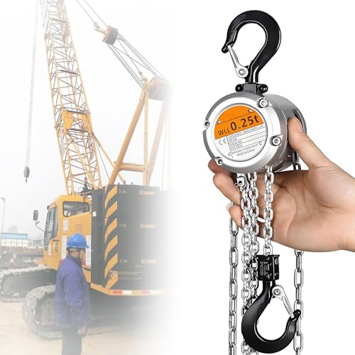 Polipasto manual de cadena de mano con capacidad de elevación de 550 a 1100 libras y altura de elevación de 10 pies, construcción de acero industrial para transporte de taller y tareas de elevación de