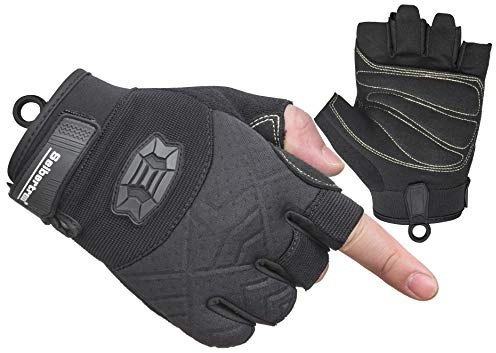 Seibertron halv finger vadderad palm lätt andningsbar klättring rep handskar för klättrare, bergsklättring, räddning, äventyr, segling, kajak, utomhussport Svart Adult XS