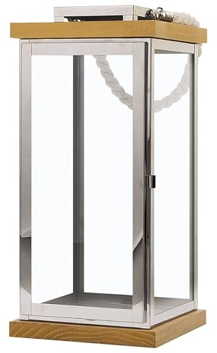 Dekorative Laterne Silber/Heller Holzfarbton Borneo