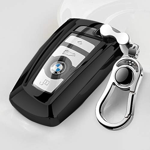 RYE Autoschlüssel hülle für BMW 1/3/4/5/6/7 Serie und X3, 4 Tasten TPU-Silikon BMW Schlüsselhülle-Schwarz