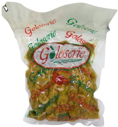 Olive Verdi Denocciolate a Mano “Calabresi” in Olio di Girasole Aromatizzate Prodotto Tipici Specialità Italiane (500 Grammi)