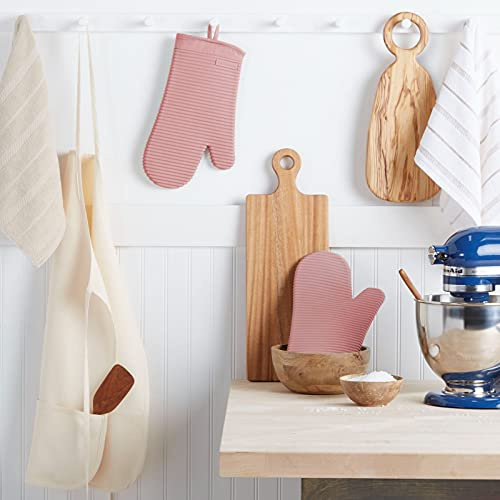 KitchenAid Geripptes weiches Silikon-Ofenhandschuh-Set, getrocknete Rose, 2 Stück