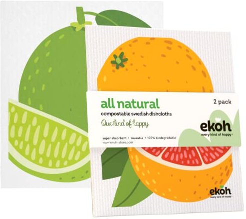 EKOH Swedish Cleaning Cloths 2 Pack, Swedish Dishcloths for Washing Dishes, Eco Sponge Cloth for Kitchen,No Plastic Dish Sponge, Dish Towel Set of 2 Dish Cloths