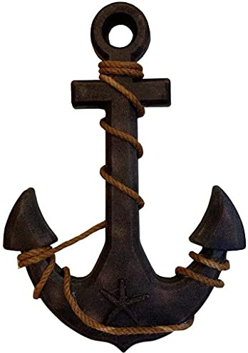 T&Garice Hanging Nautical Wooden Anchor Wall Decor,18''H,Rustic Anchor Wall Art Sculpture Beach Theme Home Decoration