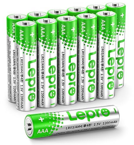 Lepro AAA Batterien, 12 Stück, Alkaline Batterie AAA mit 1.5V - Langlebig, Leistungsstark & Auslaufsicher, Ideal für Fernbedienungen, Spielzeug, Uhren, Taschenlampe UVM