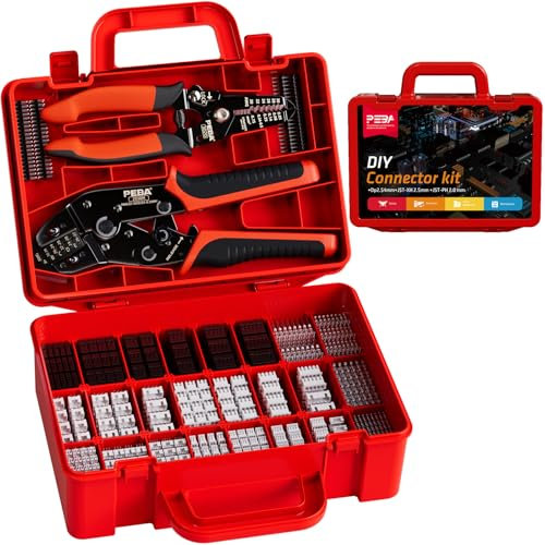 PEBA Pinces à sertir Kit - 28 Connecteurs Dupont 2,5mm + JST-XH 2,5mm + kit de Connecteur JST-PH 2.0 avec pince à dénuder, outil de sertissage 0,03-0,5 mm² pour PH 2.0, Dupont, série JST, Molex