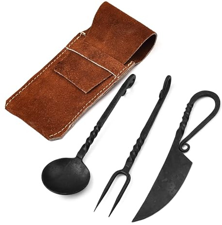 Mittelalter Besteck Set,handgeschmiedet Mittelalter Stahl messer 4264