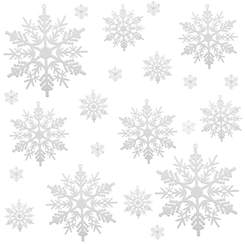 51 Pezzi Fiocchi di Neve Decorativi Natale, Decorazioni per Albero di Natale Ornamenti Decorativi Natale di Fiocco di Neve in Legno Ciondoli da Appendere DIY Artigianato