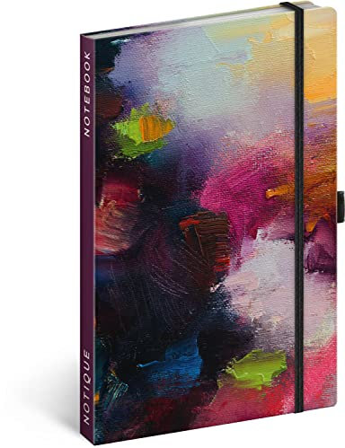 Notizbuch Liniert mit Gummiband 13x21cm ca. A5, Hardcover Notebook, Notizblock, Notizheft, Journal, Tagebuch für Erwachsene, Damen (Rosa Malerei)