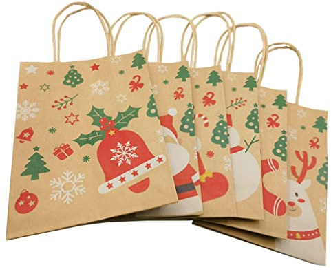 12 Stück Geschenktüten Weihnachten,Weihnachtspapiertüten,Papiertüten,Papier Weihnachtstaschen,für Weihnachten