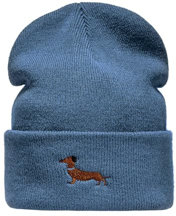 Baddery Beanie - „Dackel“ - Bestickte Strickmütze | Warme Wintermütze für Herren & Damen