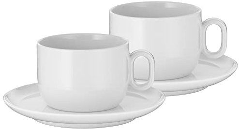WMF Barista Tassen Set 4-teilig, zwei Kaffeetassen 160 ml mit Untertassen für Cappuccino, Porzellan, Kaffeeglas, Kaffeebecher, spülmaschinengeeignet